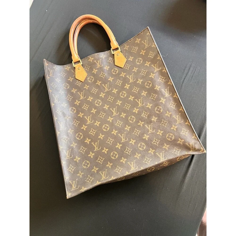 Louis Vuitton Sac Plat MM Monogram Tote Bag MI0599 Made in France Authentic 1999